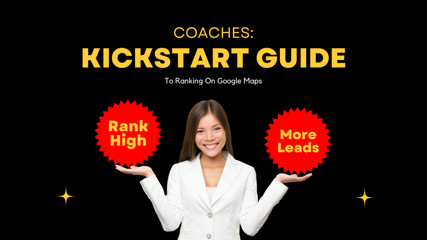 Girl holding 2 signs: 1 to rank high and the other saying "more leads" for coaches